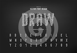 Chalk font and alphabet vector, Hand draw letter style typeface and number design