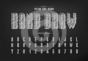 Chalk font and alphabet vector, Hand draw tall typeface letter and number design