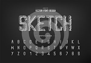 Chalk font and alphabet vector, Hand draw typeface and letter number design