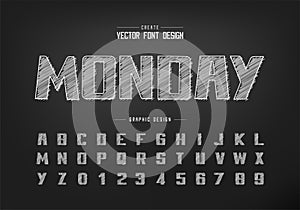 Chalk font and bold alphabet vector, Hand draw writing typeface and number design