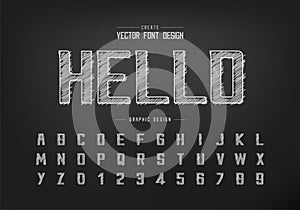 Chalk font and hand draw alphabet vector, Bold Modern Typeface and letter number design
