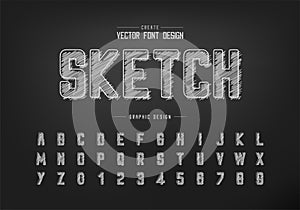 Chalk font and round alphabet vector, Hand draw typeface and letter number design