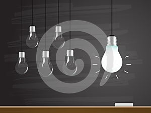 Chalk hand drawing with light bulb. Vector illustration