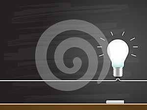 Chalk hand drawing with light bulb. Vector illustration