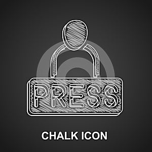 Chalk Journalist news reporter icon isolated on black background. Vector