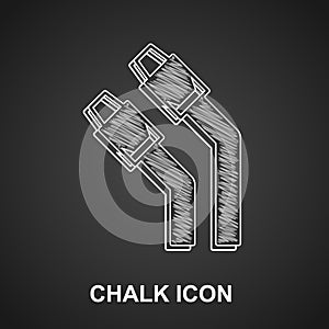 Chalk LAN cable network internet icon isolated on black background. Vector