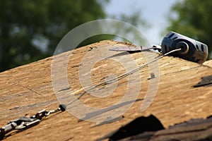 Chalk line Tool on Stripped Roof