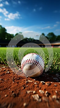 Chalk lined baseball infield, sporting energy on the field