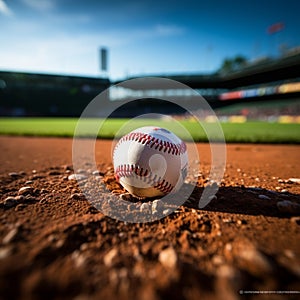 Chalk lined baseball infield, sporting energy on the field