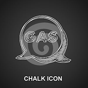 Chalk Location and petrol or gas station icon isolated on black background. Car fuel symbol. Gasoline pump. Vector