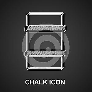 Chalk Metal beer keg icon isolated on black background. Vector