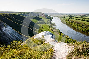 Chalk mountins and hills in Don River valley, Storozhevoe, Voronezh dist