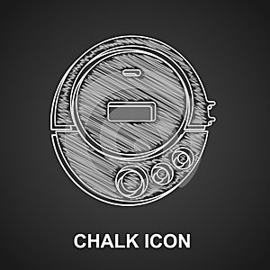 Chalk Music CD player icon isolated on black background. Portable music device. Vector