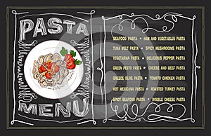 Chalk pasta menu board mock up, copy space for text