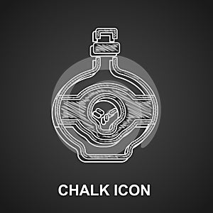 Chalk Poison in bottle icon isolated on black background. Bottle of poison or poisonous chemical toxin. Vector