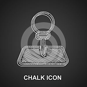 Chalk Push pin icon isolated on black background. Thumbtacks sign. Vector