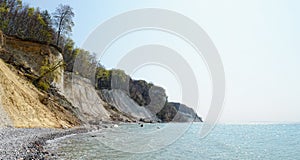 Chalk rock cliff of Rugen Island Germany in springtime.