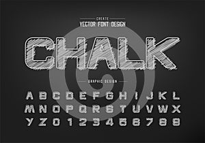 Chalk round font and alphabet vector, Hand draw design typeface letter and number