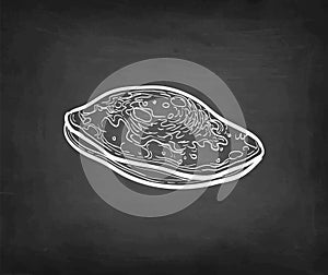 Chalk sketch of pancake.