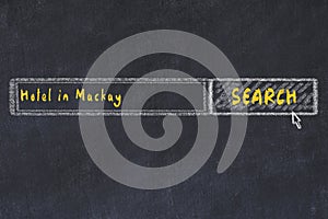 Chalk sketch of search engine. Concept of searching and booking a hotel in Mackay