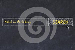 Chalk sketch of search engine. Concept of searching and booking a hotel in Perleberg photo