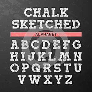 Chalk sketched font, alphabet