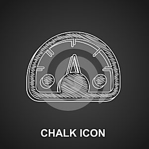 Chalk Speedometer icon isolated on black background. Vector