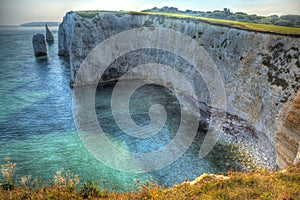 Chalk stacks Old Harry Rocks Dorset England UK east of Studland like a painting