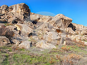 Chalk-stone rocks in the Gobustan, Azerbaijan
