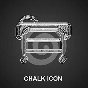 Chalk Stretcher icon isolated on black background. Patient hospital medical stretcher. Vector