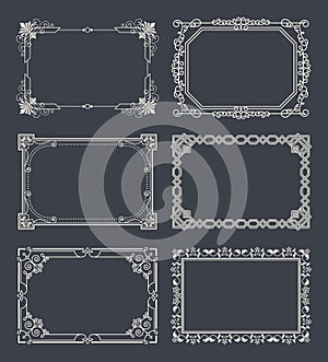 Chalk Style Set of Vintage Frames Decorative Border