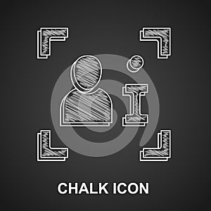 Chalk Television report icon isolated on black background. TV news. Vector