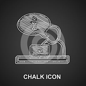 Chalk Television report icon isolated on black background. TV news. Vector