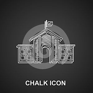 Chalk United States Capitol Congress icon isolated on black background. Washington DC, USA. Vector