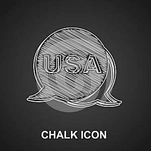 Chalk USA Independence day icon isolated on black background. 4th of July. United States of America country. Vector