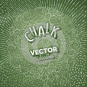 Chalk vector doodles swirls background.