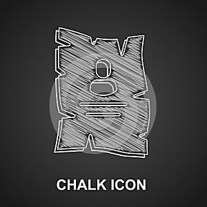Chalk Wanted western poster icon isolated on black background. Reward money. Dead or alive crime outlaw. Vector
