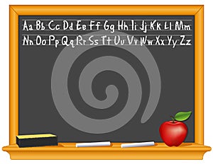 Chalkboard, Alphabet, Eraser, Apple for the Teacher