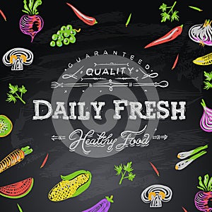 Chalkboard background daily fresh food