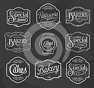 Chalkboard calligraphic vector sign and label design set