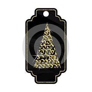 Chalkboard christmas gold tag