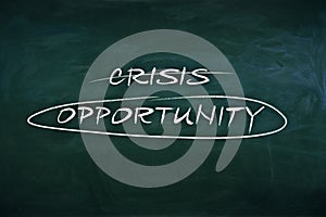 Chalkboard with Crisis and Opportunity written