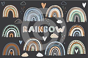 Chalkboard Cute Boho Rainbow Elements