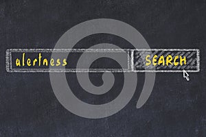 Chalkboard drawing of search browser window and inscription alertness