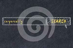 Chalkboard drawing of search browser window and inscription corporeality photo