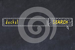 Chalkboard drawing of search browser window and inscription docket