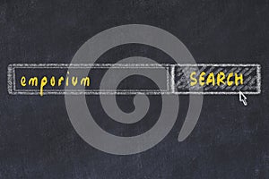 Chalkboard drawing of search browser window and inscription emporium