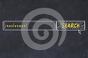 Chalkboard drawing of search browser window and inscription involvement