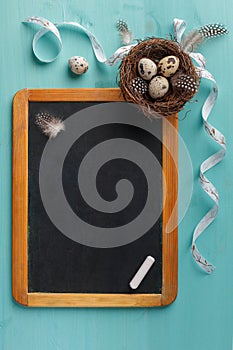 Chalkboard and easter decoration