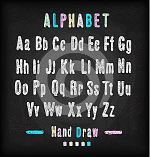 Chalkboard font. Hand draw alphabet.